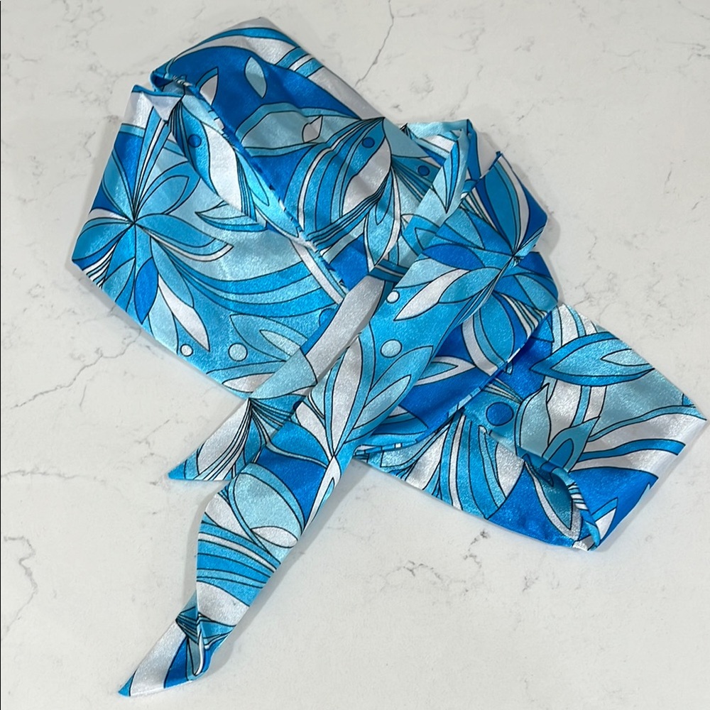 Vibrant Blue Floral Polyester Belt Accessory